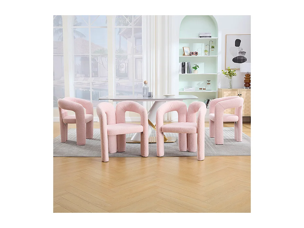 Fauteuil ergonomique haut de gamme revêtement Teddy exclusif design unique soutien dorsal confort maximal rose