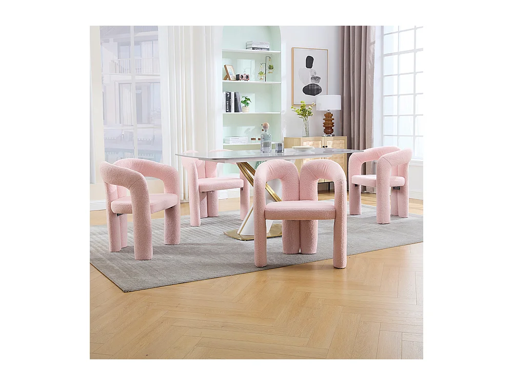 Fauteuil ergonomique haut de gamme revêtement Teddy exclusif design unique soutien dorsal confort maximal rose