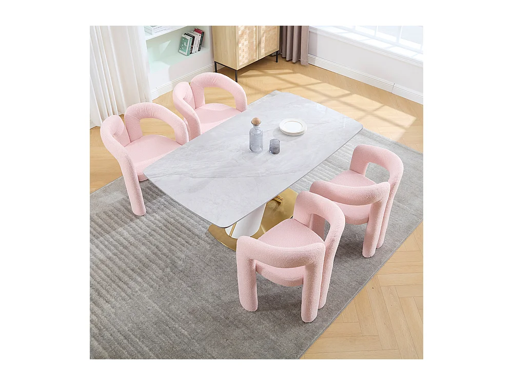 Fauteuil ergonomique haut de gamme revêtement Teddy exclusif design unique soutien dorsal confort maximal rose