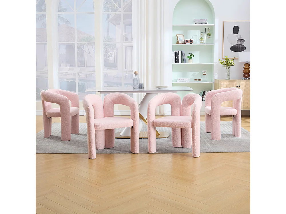 Fauteuil ergonomique haut de gamme revêtement Teddy exclusif design unique soutien dorsal confort maximal rose