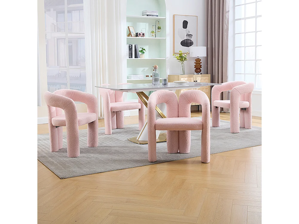 Fauteuil ergonomique haut de gamme revêtement Teddy exclusif design unique soutien dorsal confort maximal rose