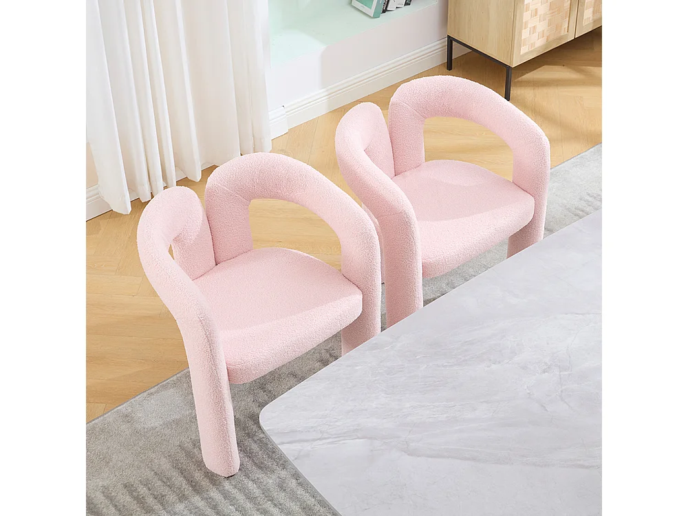 Fauteuil ergonomique haut de gamme revêtement Teddy exclusif design unique soutien dorsal confort maximal rose