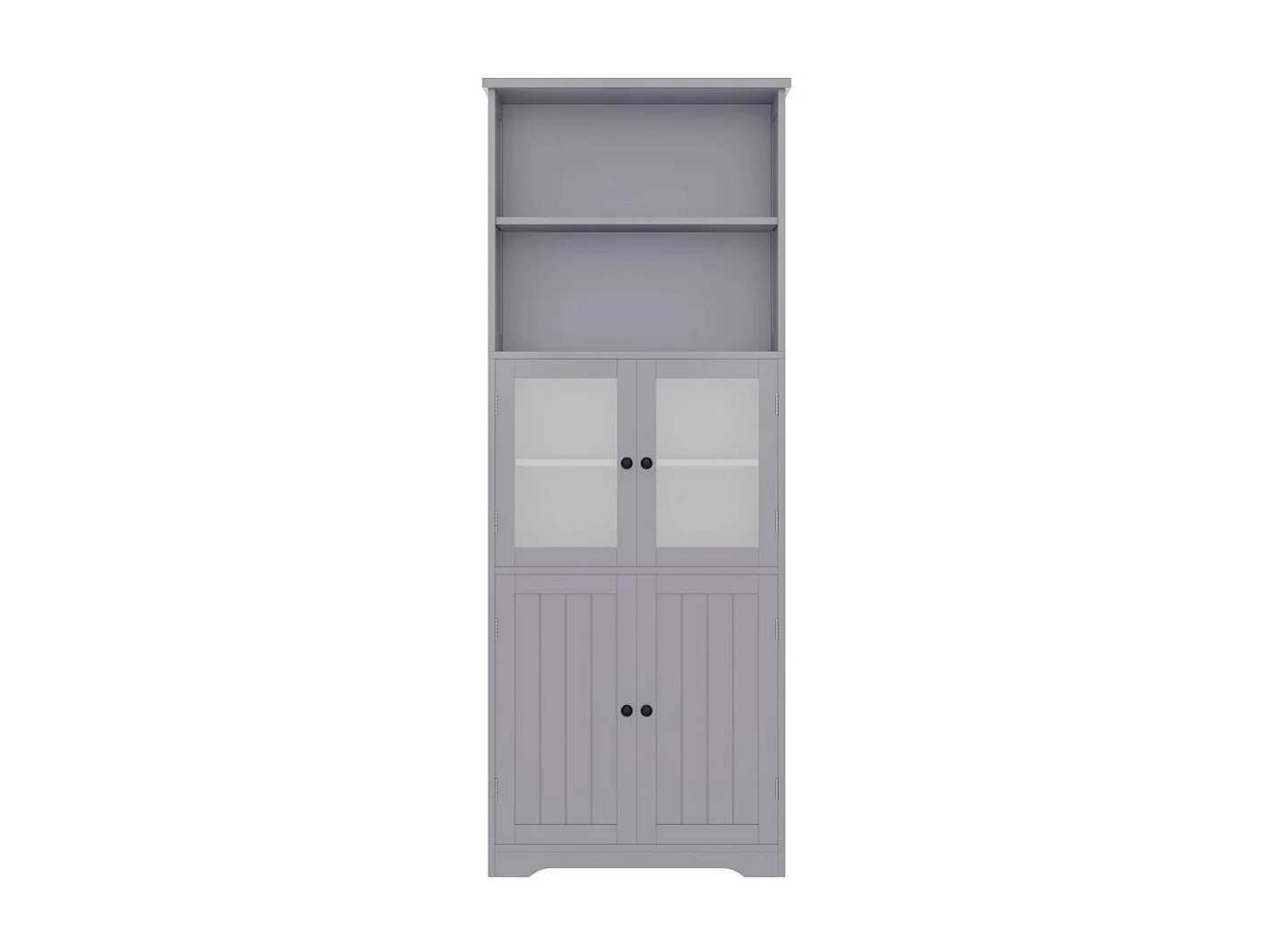 Colonne salle de bain peinture résistante à l'humidité porte vitrée porte en bois deux compartiments ouverts cloisons réglables gris