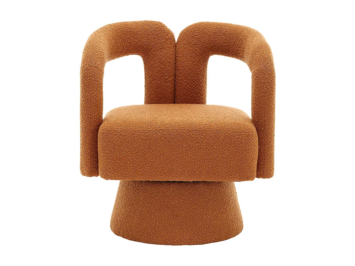 Fauteuil d'appoint pivotant 360° rond large rembourrage tissu moelleux couleur orange multipièce