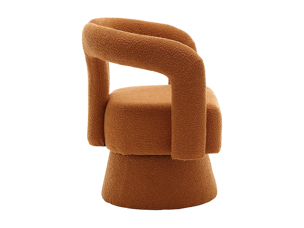 Fauteuil d'appoint pivotant 360° rond large rembourrage tissu moelleux couleur orange multipièce
