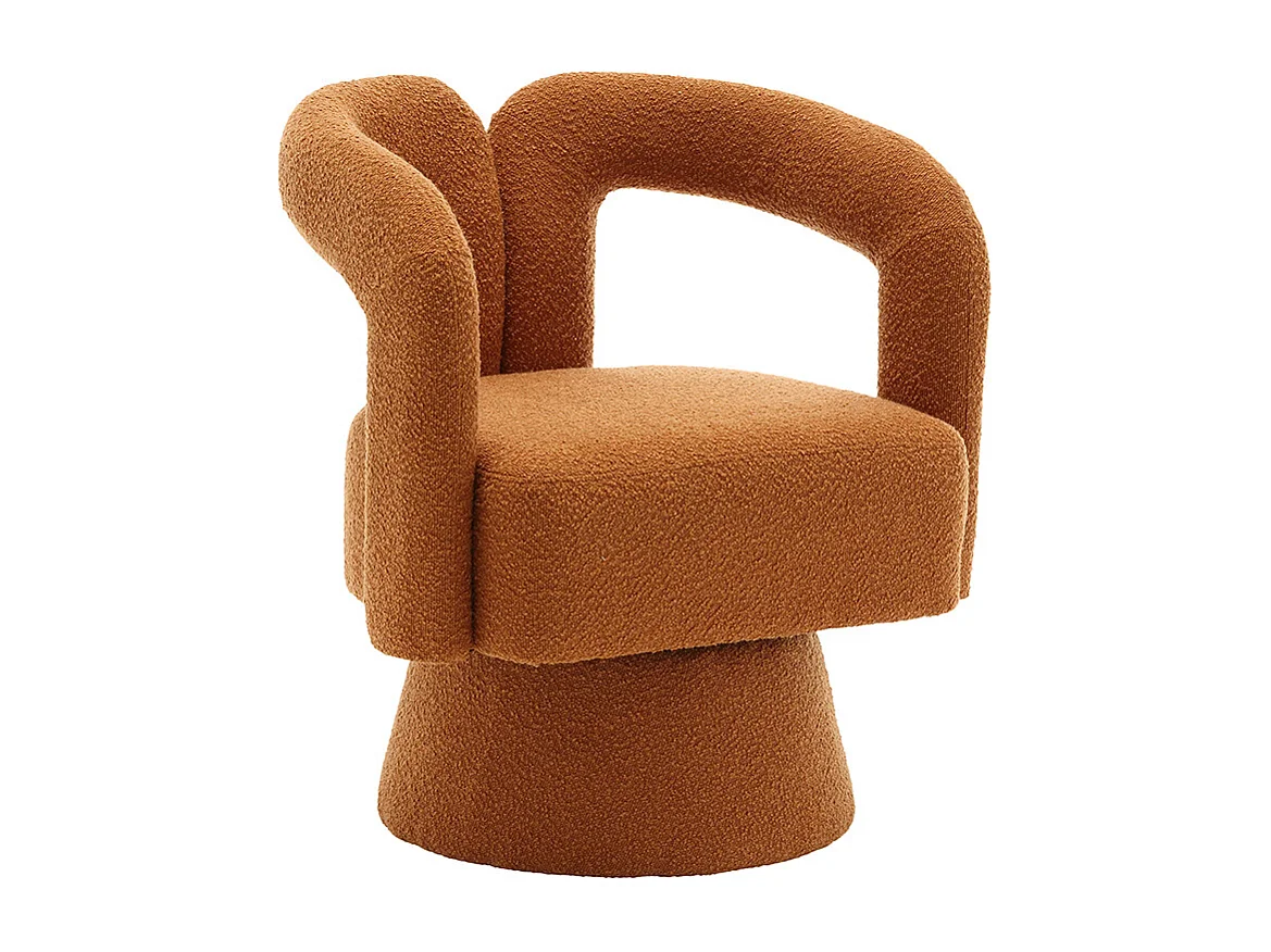 Fauteuil d'appoint pivotant 360° rond large rembourrage tissu moelleux couleur orange multipièce