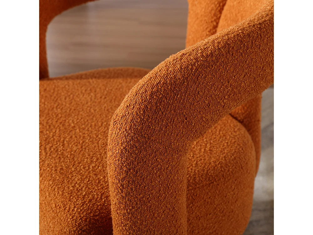 Fauteuil d'appoint pivotant 360° rond large rembourrage tissu moelleux couleur orange multipièce