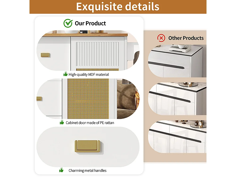 Buffet de cuisine armoire îlot indépendant chariot cuisine coulissant roulettes porte-serviettes étagère épices étagères réglables blanc