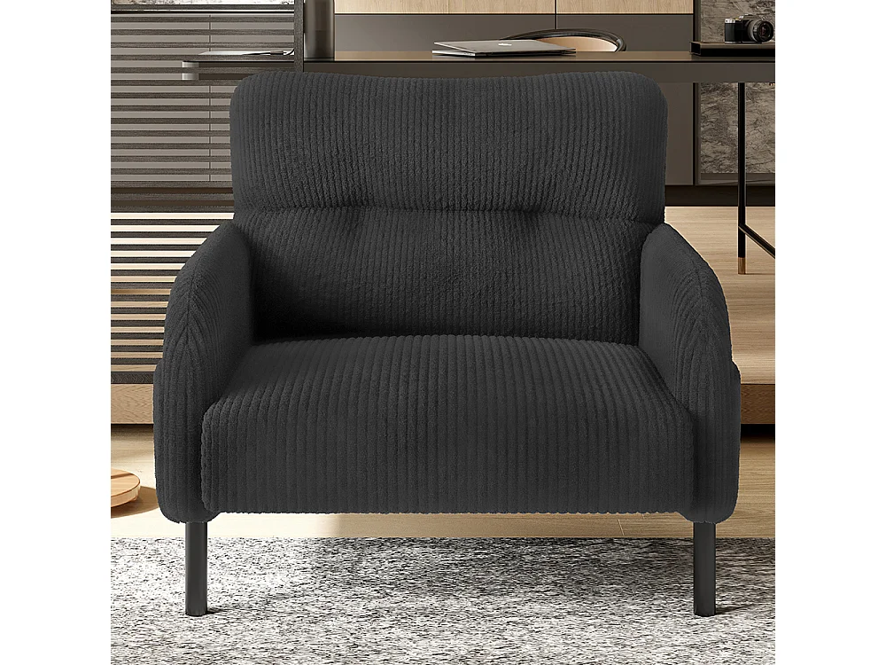 Comfortabele fluwelen fauteuil met armleuningen zijvakken stevige structuur meerdere delen woonkamer slaapkamer kantoor grijs