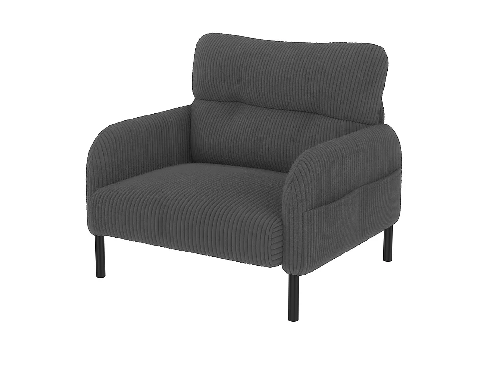 Comfortabele fluwelen fauteuil met armleuningen zijvakken stevige structuur meerdere delen woonkamer slaapkamer kantoor grijs