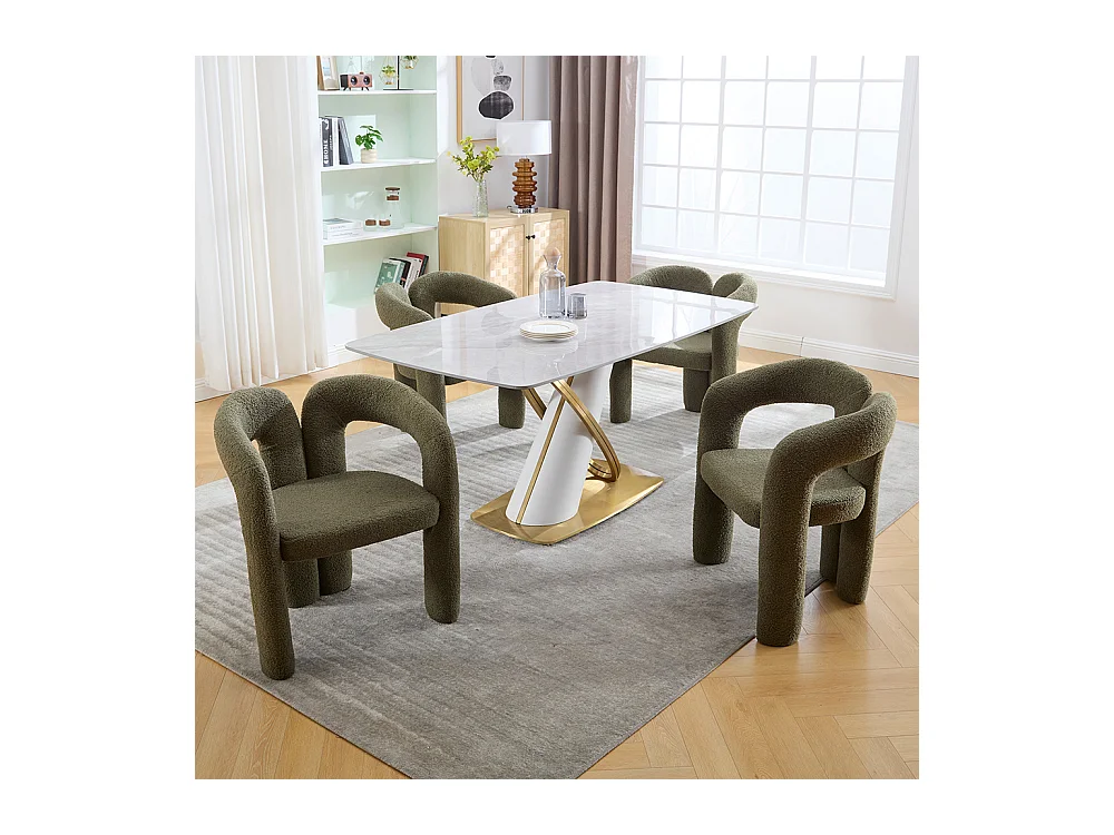 Fauteuil ergonomique haut de gamme revêtement Teddy exclusif design unique soutien dorsal confort maximal vert olive