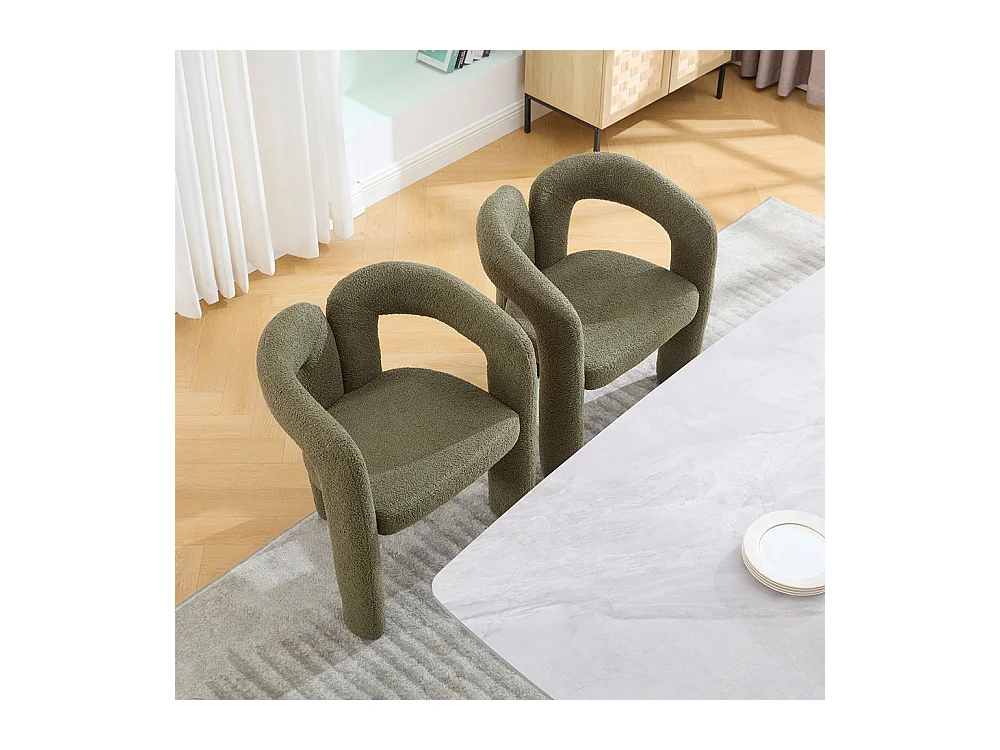 Fauteuil ergonomique haut de gamme revêtement Teddy exclusif design unique soutien dorsal confort maximal vert olive