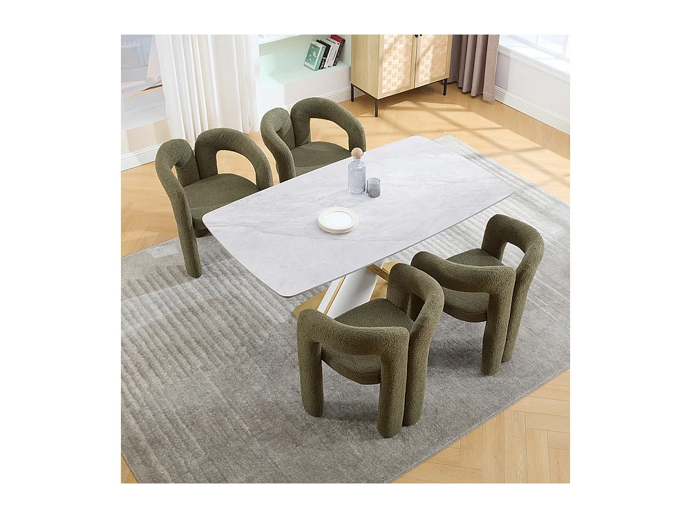 Fauteuil ergonomique haut de gamme revêtement Teddy exclusif design unique soutien dorsal confort maximal vert olive