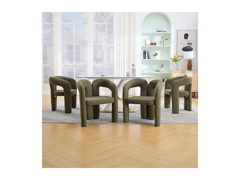 Fauteuil ergonomique haut de gamme revêtement Teddy exclusif design unique soutien dorsal confort maximal vert olive