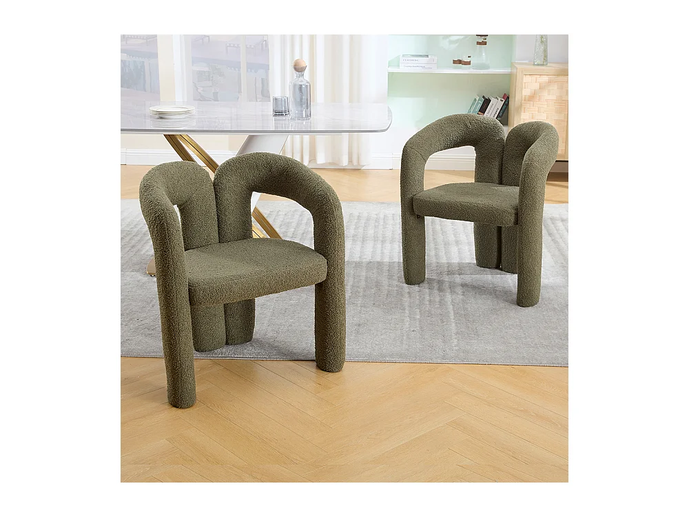 Fauteuil ergonomique haut de gamme revêtement Teddy exclusif design unique soutien dorsal confort maximal vert olive