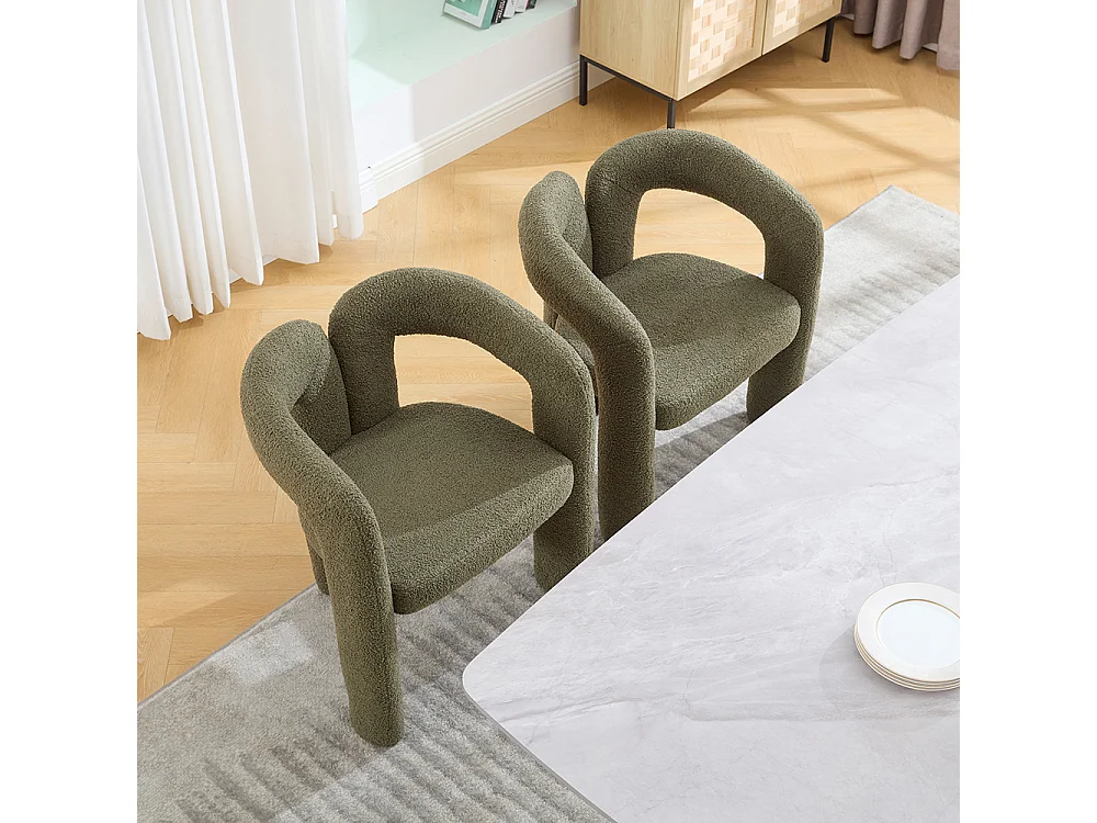 Hoogwaardige ergonomische fauteuil met exclusieve Teddy-bekleding uniek ontwerp maximale rugsteun olijfgroen