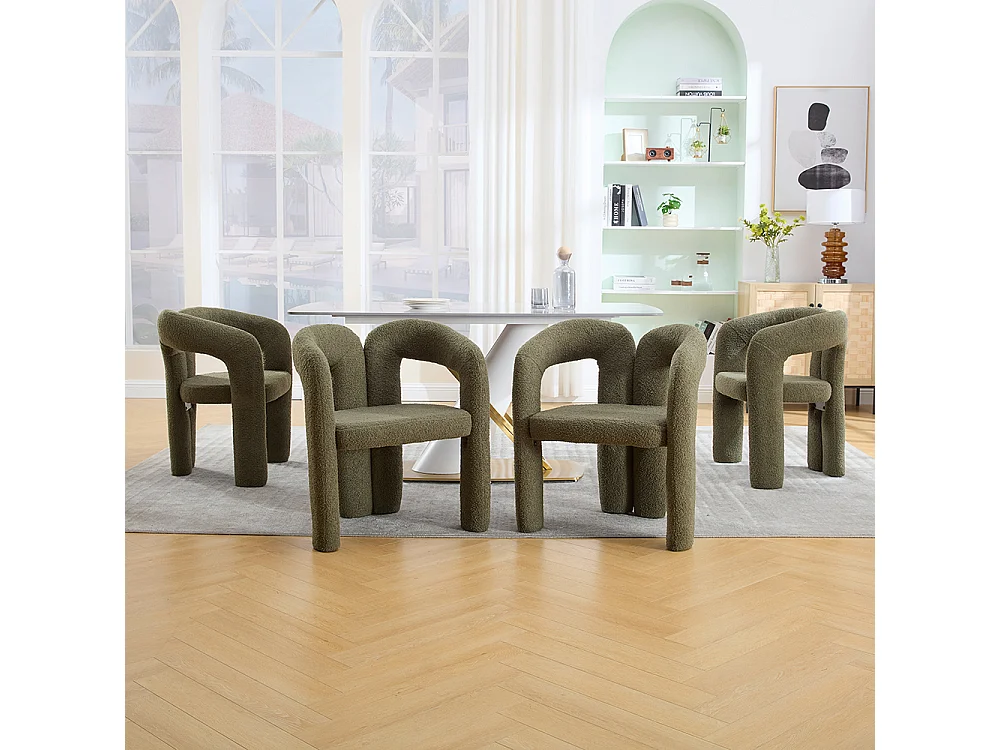 Hoogwaardige ergonomische fauteuil met exclusieve Teddy-bekleding uniek ontwerp maximale rugsteun olijfgroen