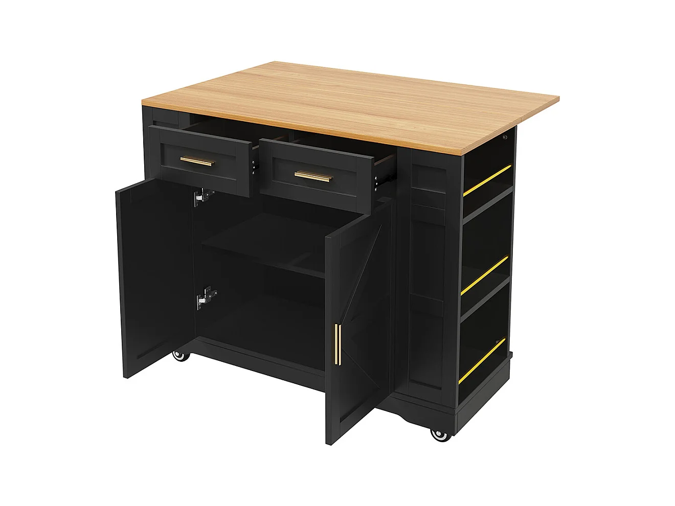 Buffet de cuisine moderne desserte veinures bois table à manger multifonctionnelle espace rangement desserte armoires extensibles noir