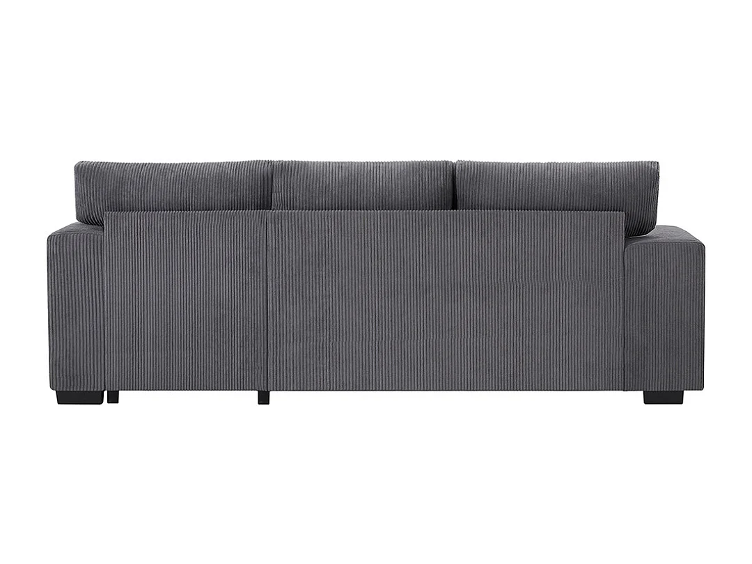 Canapé d'angle convertible fonction couchage L port USB coussins 3 places tablettes latérales espace rangement gris