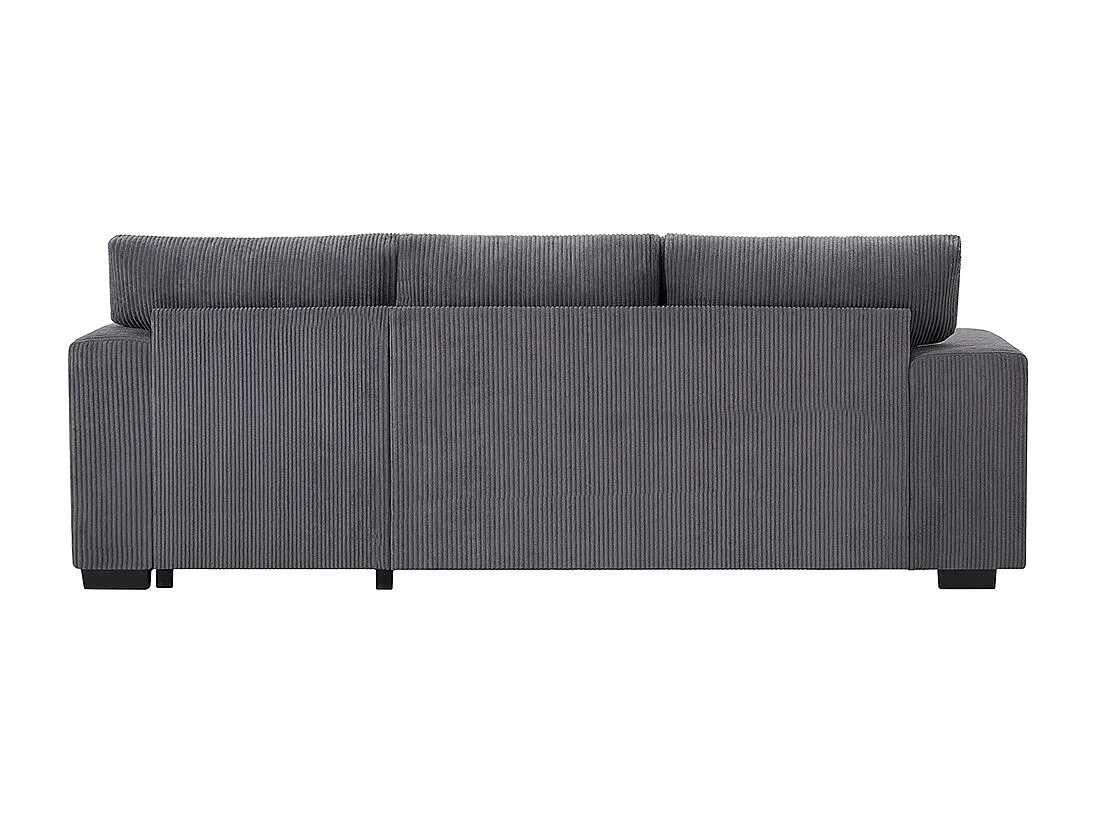 Canapé d'angle convertible fonction couchage L port USB coussins 3 places tablettes latérales espace rangement gris