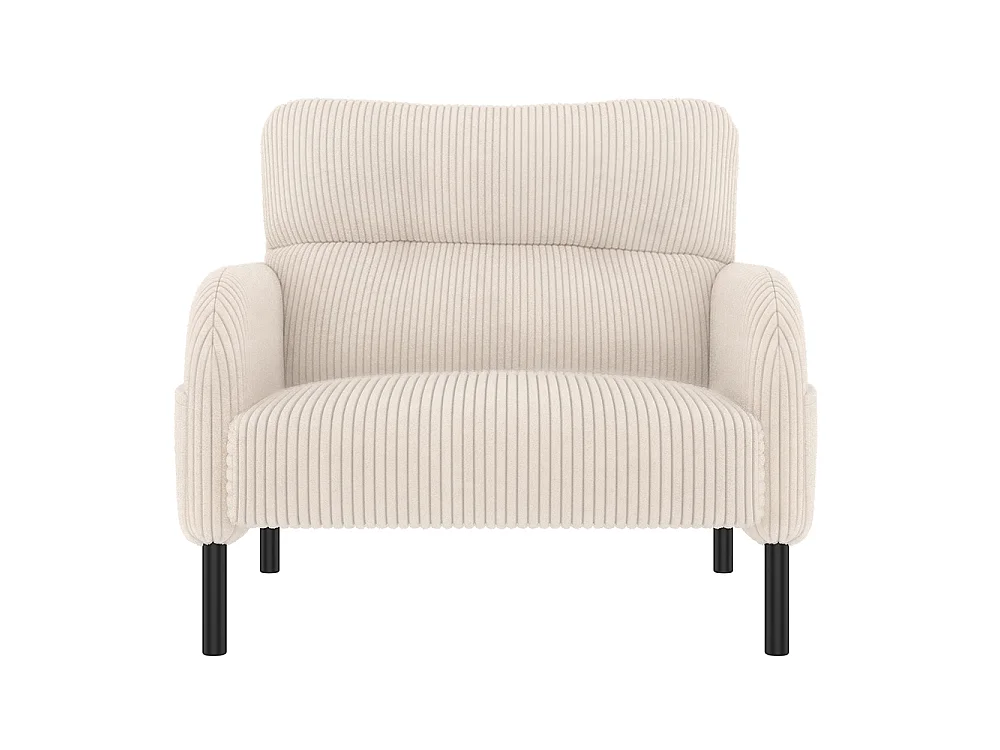 Fauteuil velours confortable accoudoirs poches latérales structure solide multipièce salon chambre bureau beige
