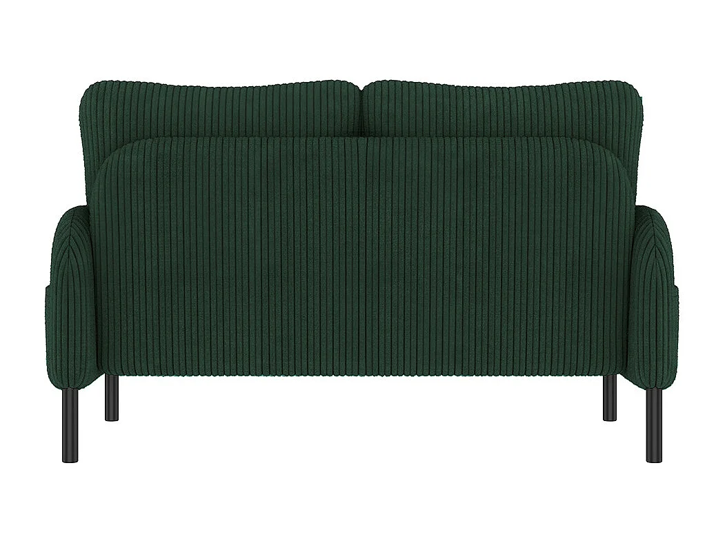 Tweepersoonsbank corduroy comfortabele vulling hoge rugleuning zijvakken metalen poten kantoor huis smaragdgroen