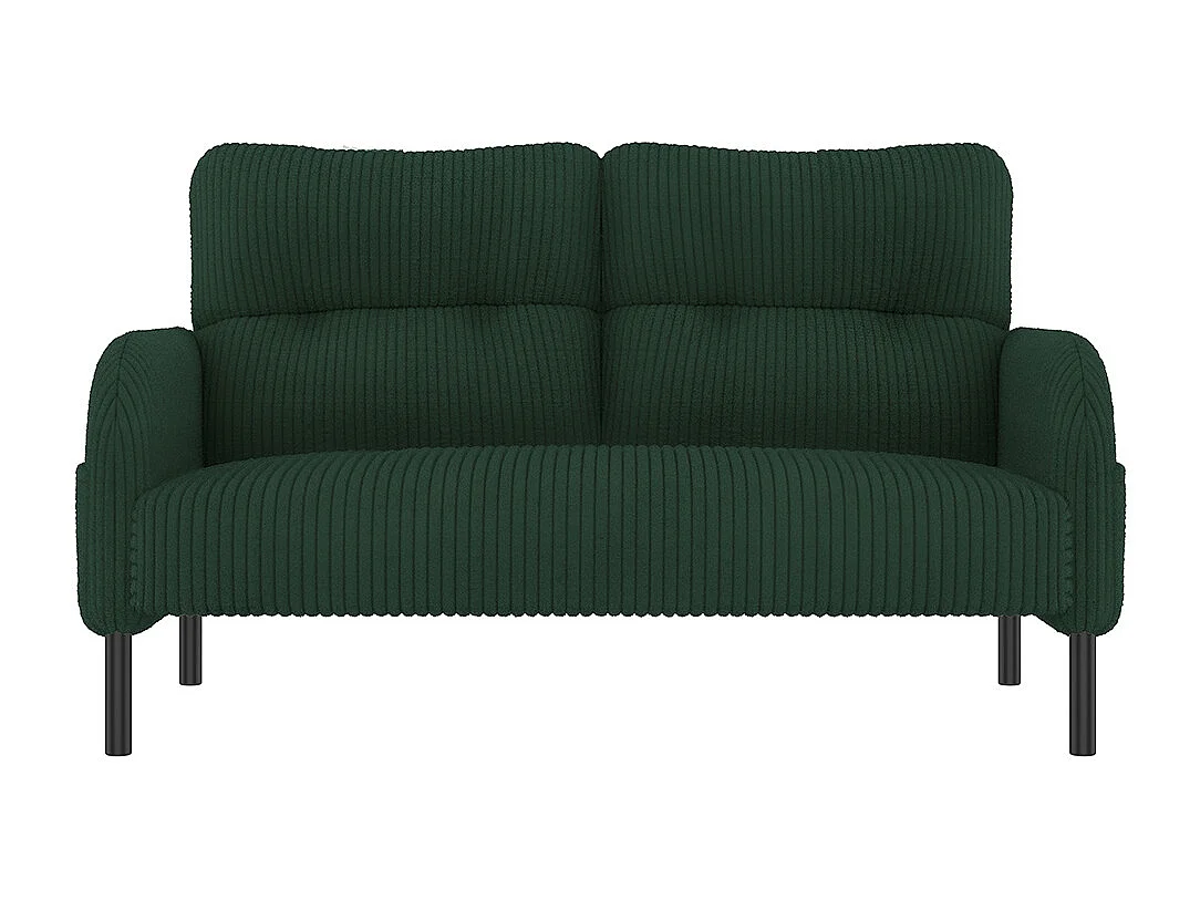 Tweepersoonsbank corduroy comfortabele vulling hoge rugleuning zijvakken metalen poten kantoor huis smaragdgroen