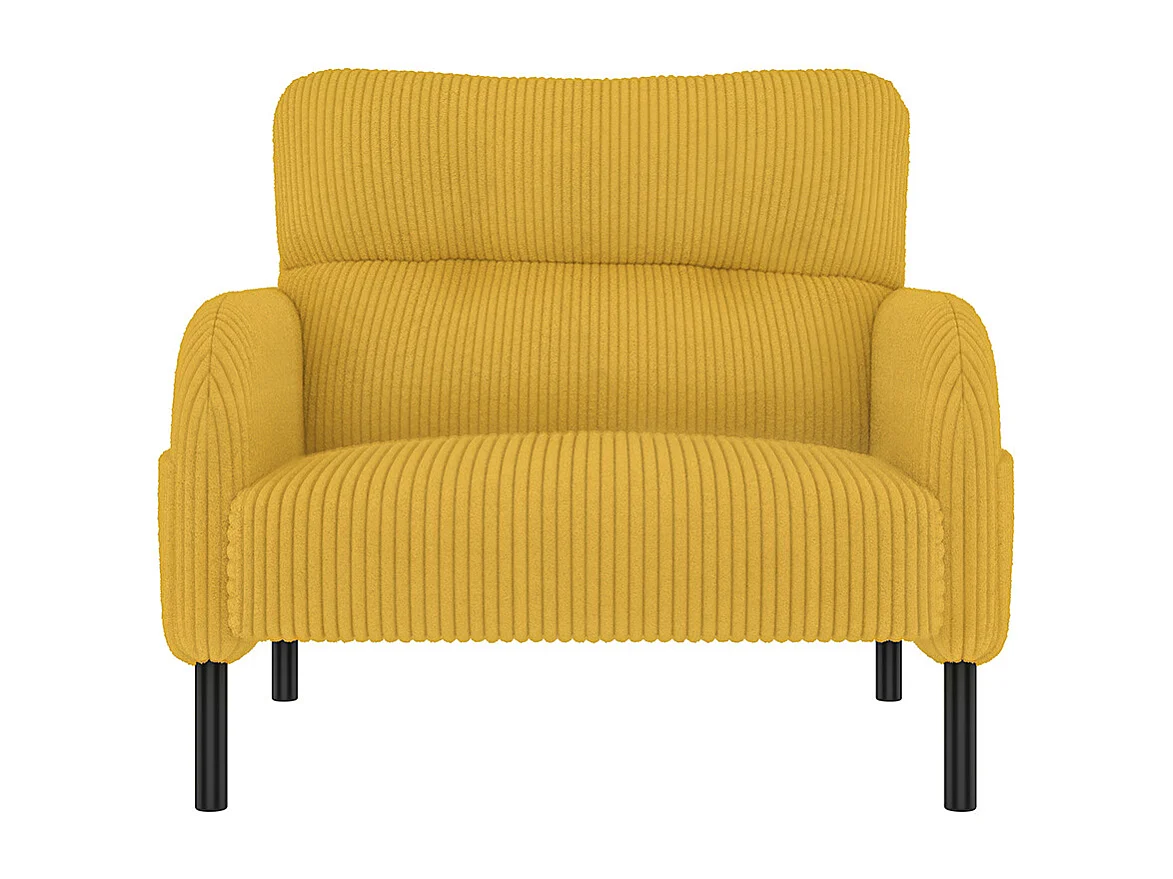 Fauteuil velours confortable accoudoirs poches latérales structure solide multipièce salon chambre bureau jaune