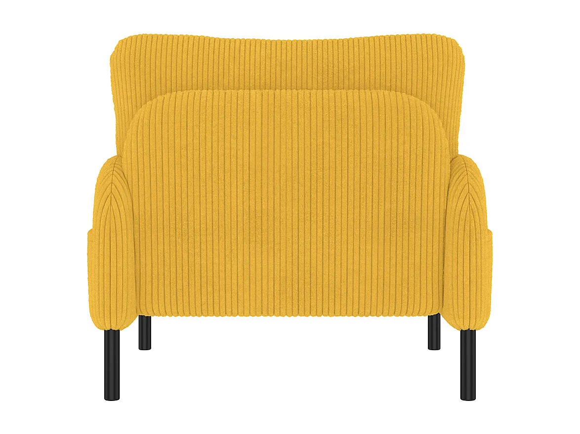 Fauteuil velours confortable accoudoirs poches latérales structure solide multipièce salon chambre bureau jaune