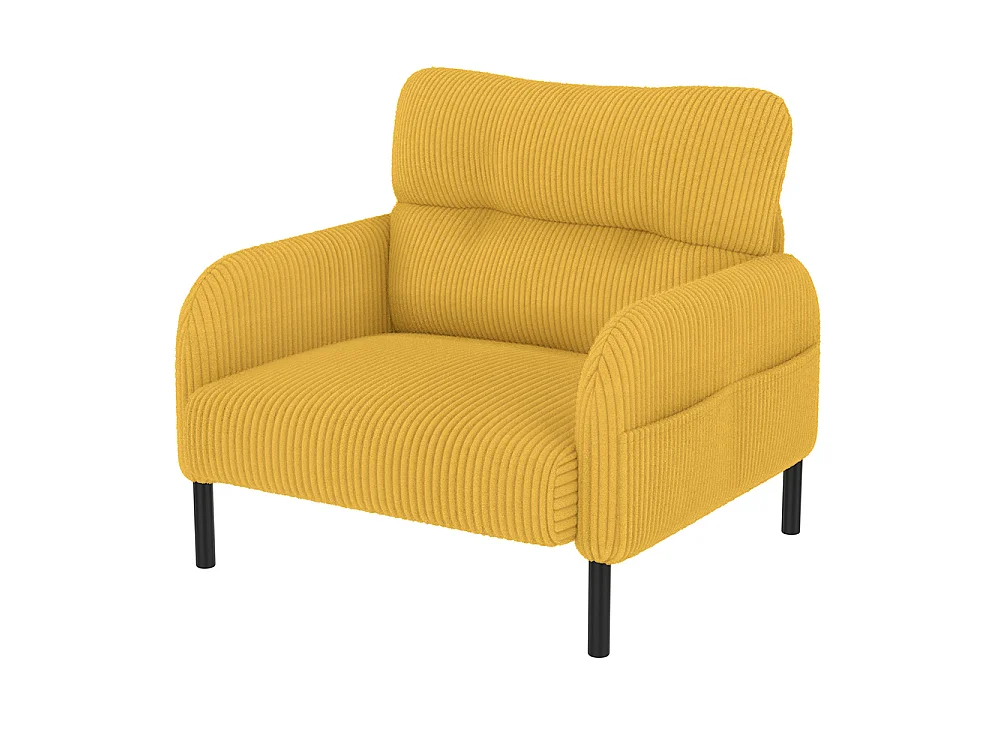 Comfortabele fluwelen fauteuil met armleuningen zijvakken stevige structuur meerdere delen woonkamer slaapkamer kantoor geel