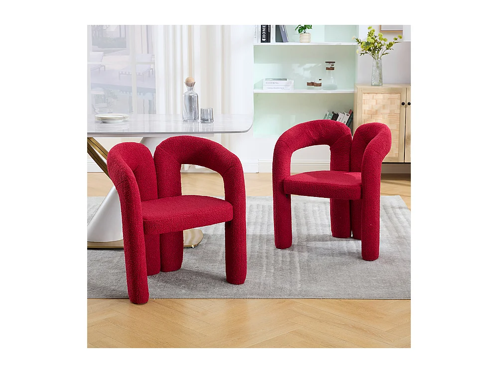 Ergonomische fauteuil van topkwaliteit met exclusieve Teddy-bekleding uniek ontwerp maximale rugsteun en comfort rood