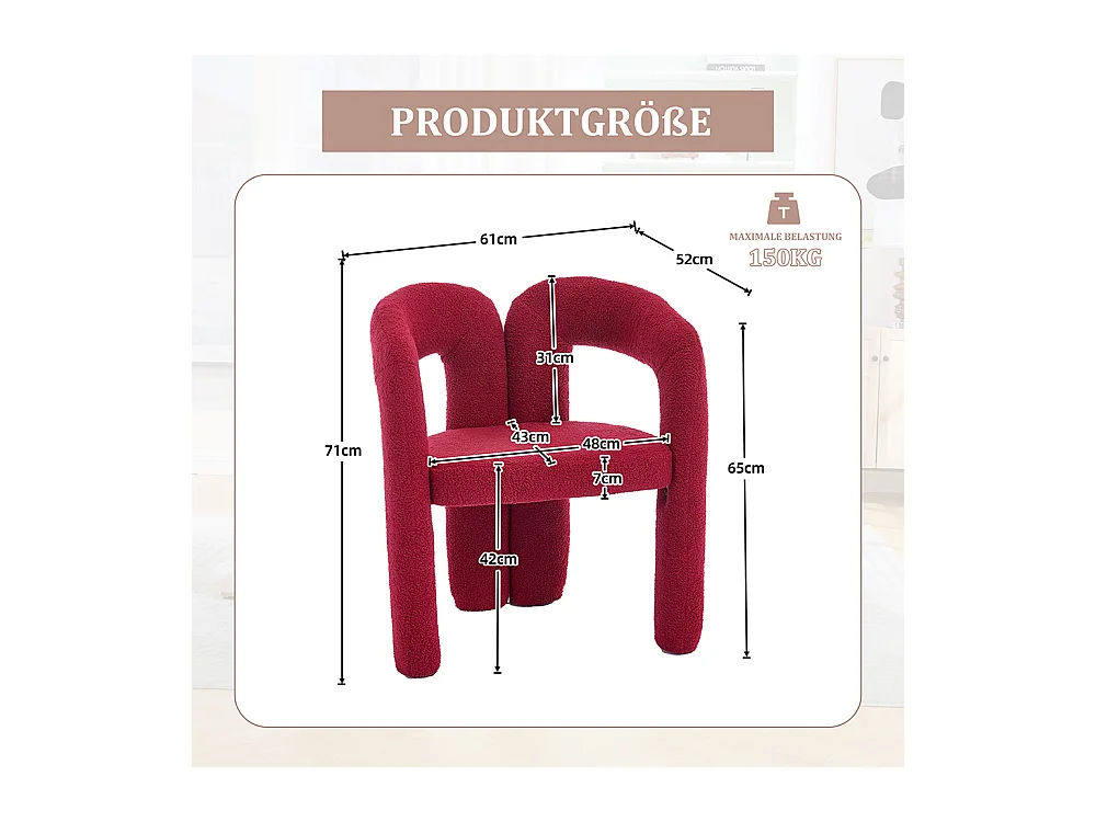 Ergonomische fauteuil van topkwaliteit met exclusieve Teddy-bekleding uniek ontwerp maximale rugsteun en comfort rood