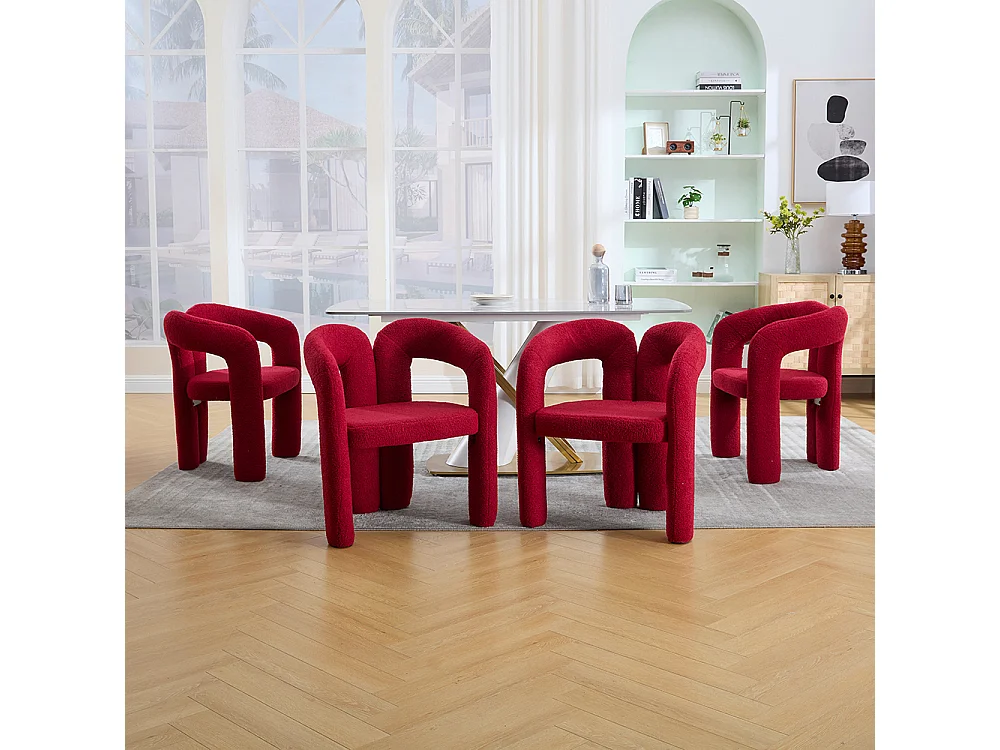 Ergonomische fauteuil van topkwaliteit met exclusieve Teddy-bekleding uniek ontwerp maximale rugsteun en comfort rood