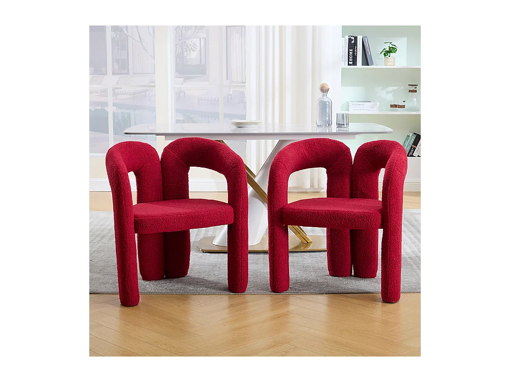 Fauteuil ergonomique haut de gamme revêtement Teddy exclusif design unique soutien dorsal confort maximal rouge