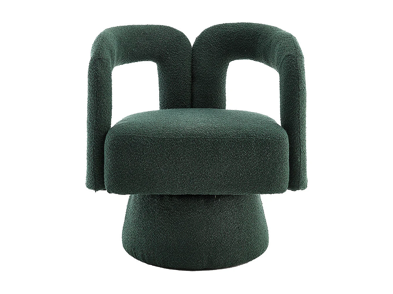 Fauteuil d'appoint pivotant 360° rond large rembourrage tissu moelleux couleur vert émeraude multipièce