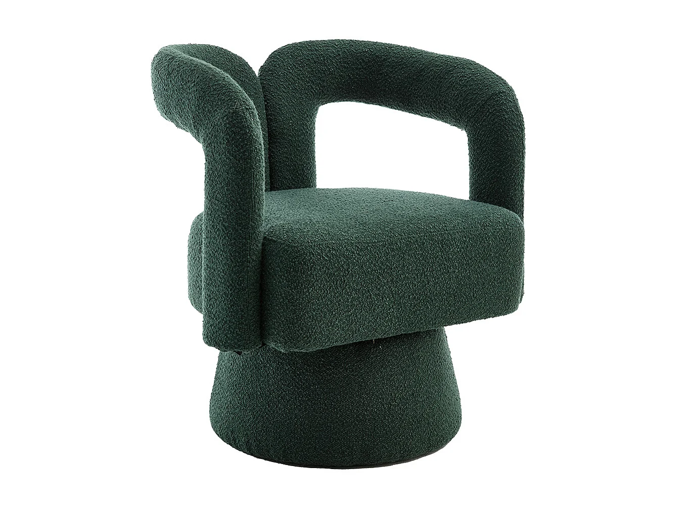 Fauteuil d'appoint pivotant 360° rond large rembourrage tissu moelleux couleur vert émeraude multipièce