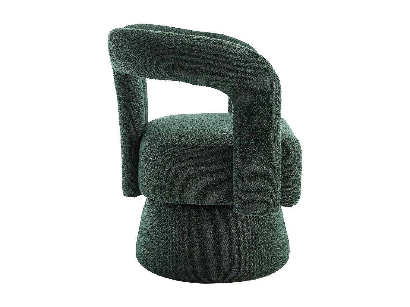 Fauteuil d'appoint pivotant 360° rond large rembourrage tissu moelleux couleur vert émeraude multipièce