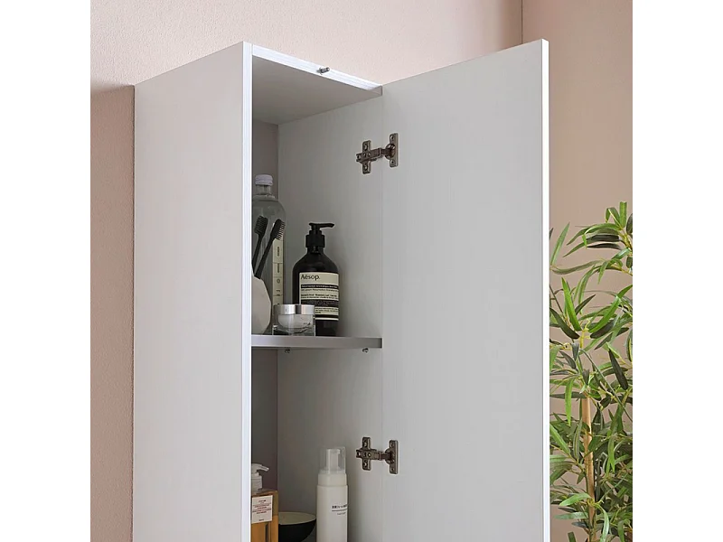 Pensile alto sospeso bianco effetto legno a due ante cm 30x30 170h