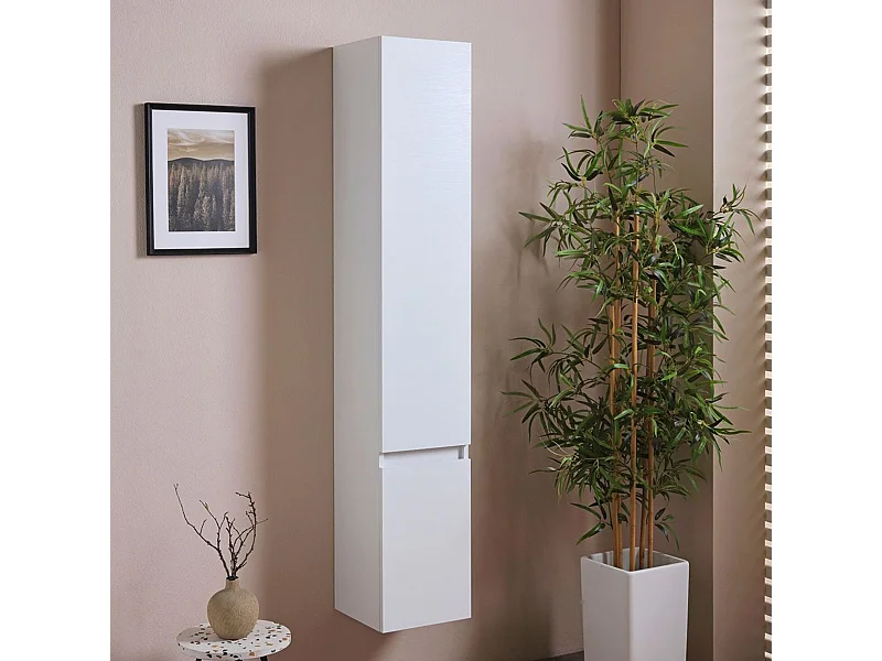 Pensile alto sospeso bianco effetto legno a due ante cm 30x30 170h