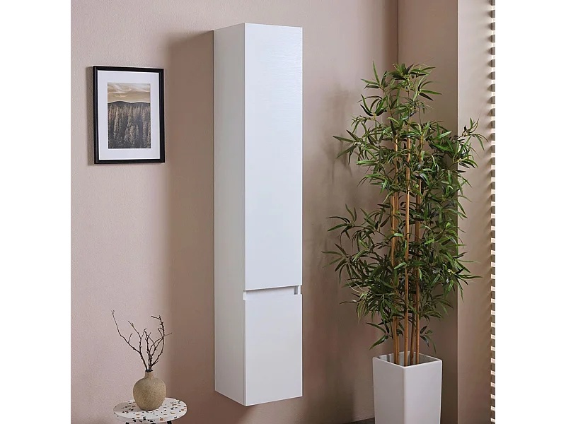 Pensile alto sospeso bianco effetto legno a due ante cm 30x30 170h