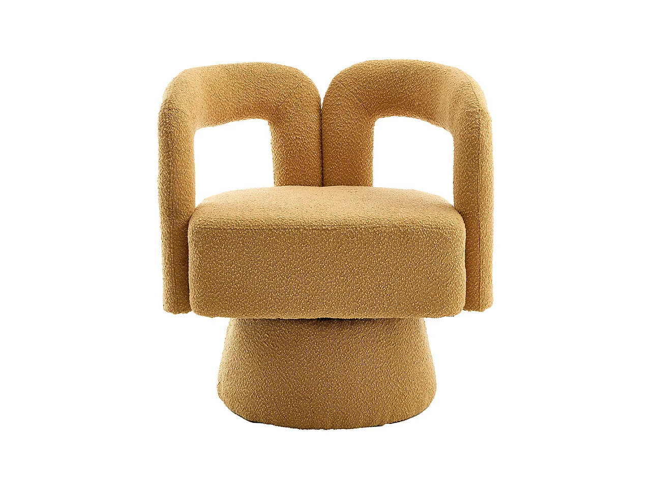 Fauteuil d'appoint pivotant 360° rond large rembourrage tissu moelleux couleur jaune moutarde multipièce