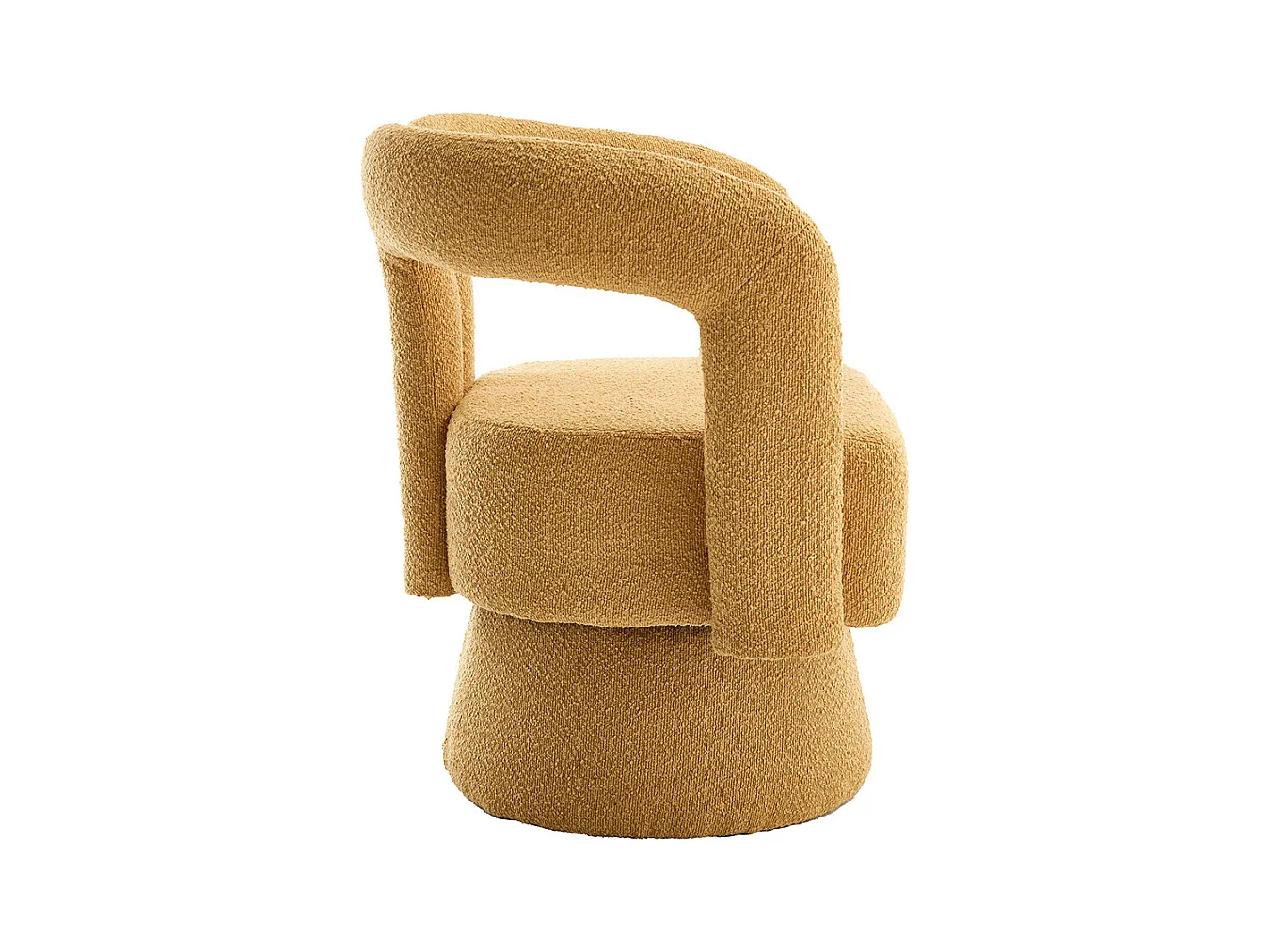 Fauteuil d'appoint pivotant 360° rond large rembourrage tissu moelleux couleur jaune moutarde multipièce