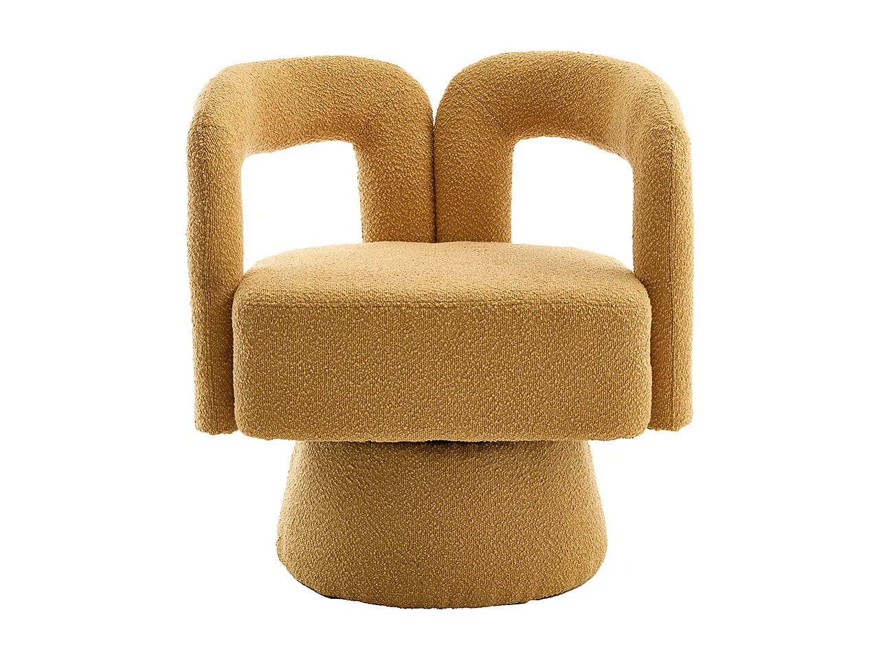 Fauteuil d'appoint pivotant 360° rond large rembourrage tissu moelleux couleur jaune moutarde multipièce