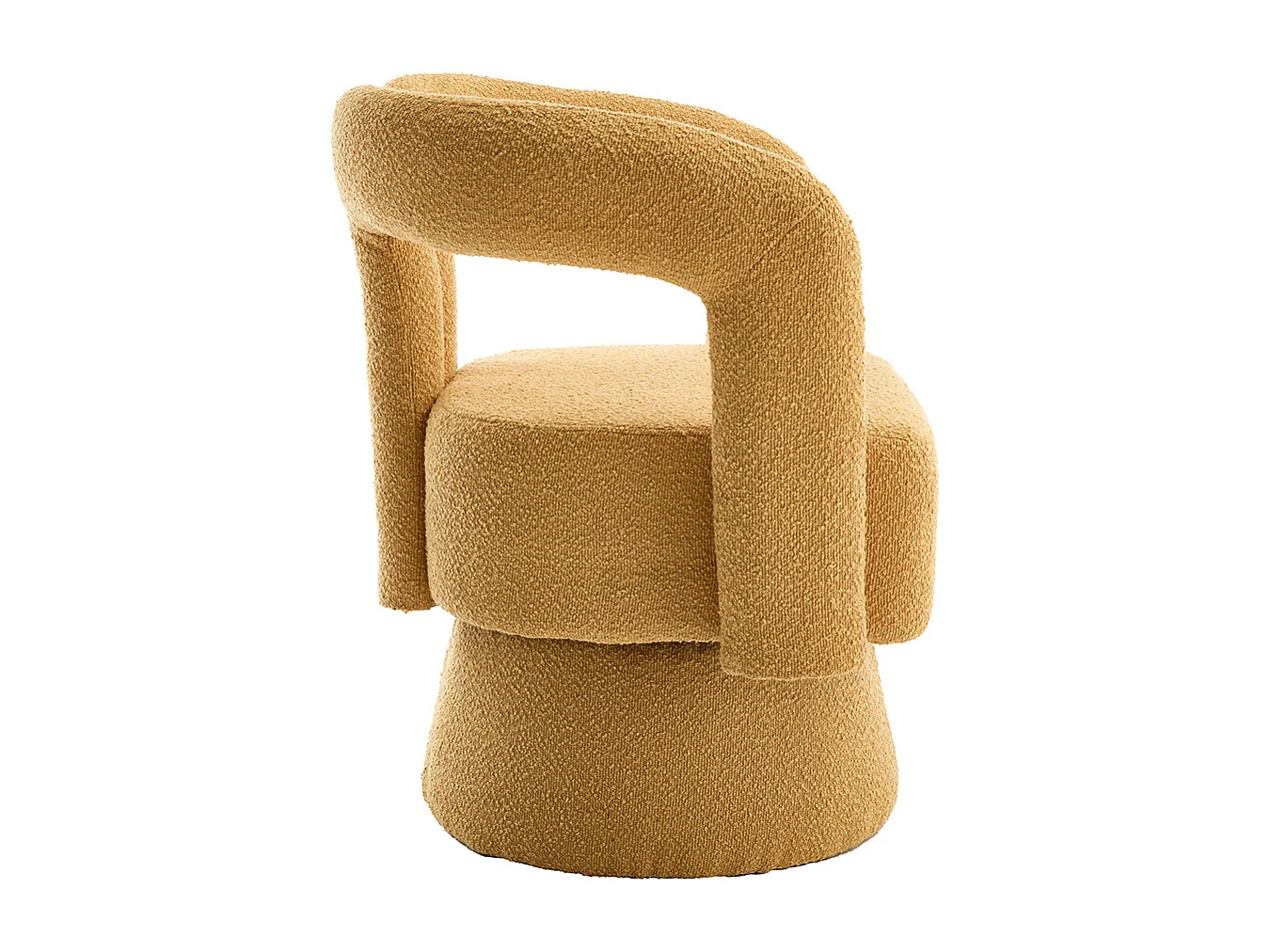 Fauteuil d'appoint pivotant 360° rond large rembourrage tissu moelleux couleur jaune moutarde multipièce