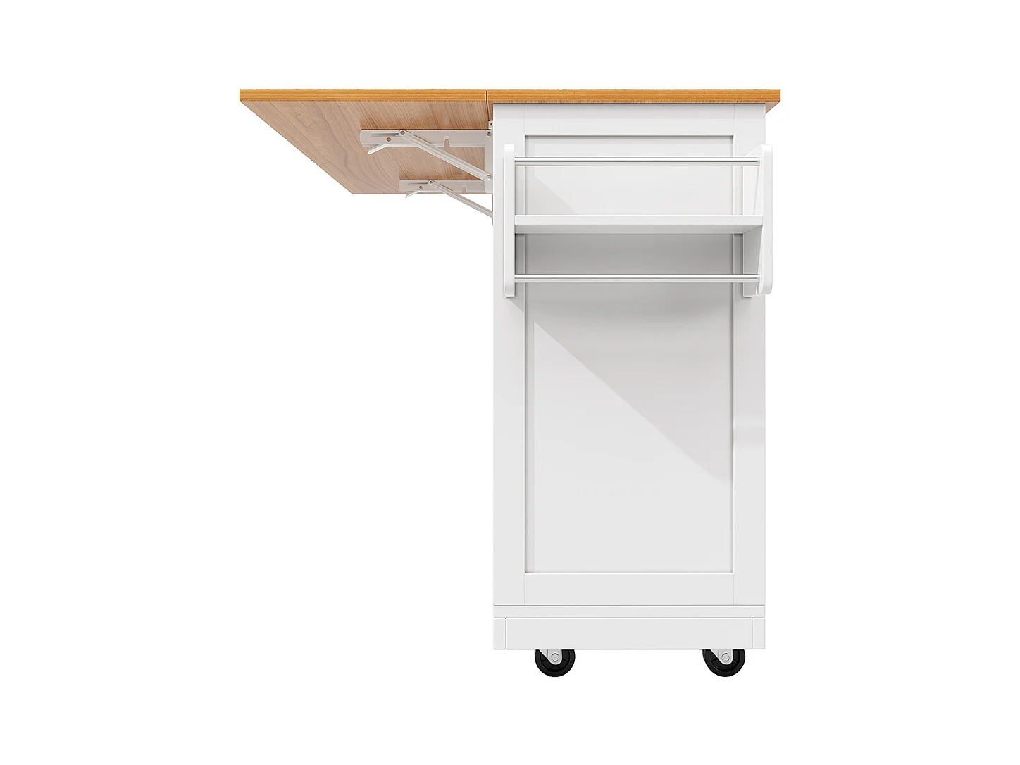 Buffet de cuisine veinure bois porte-serviettes latéral portes darmoire tridimensionnelles roulettes cloisons réglables blanc