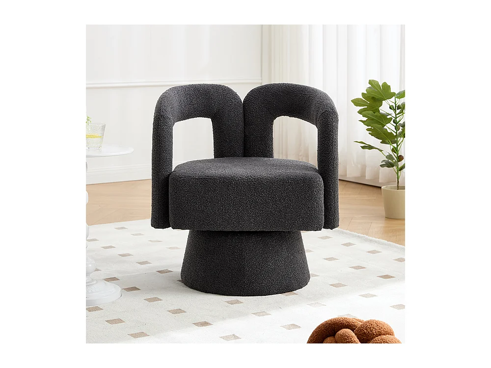 360° draaibare bijzetstoel rond breed zachte stoffen bekleding donkergrijs meerdere stuks