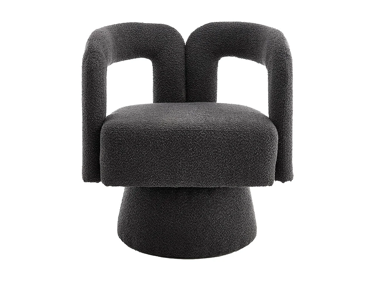 360° draaibare bijzetstoel rond breed zachte stoffen bekleding donkergrijs meerdere stuks