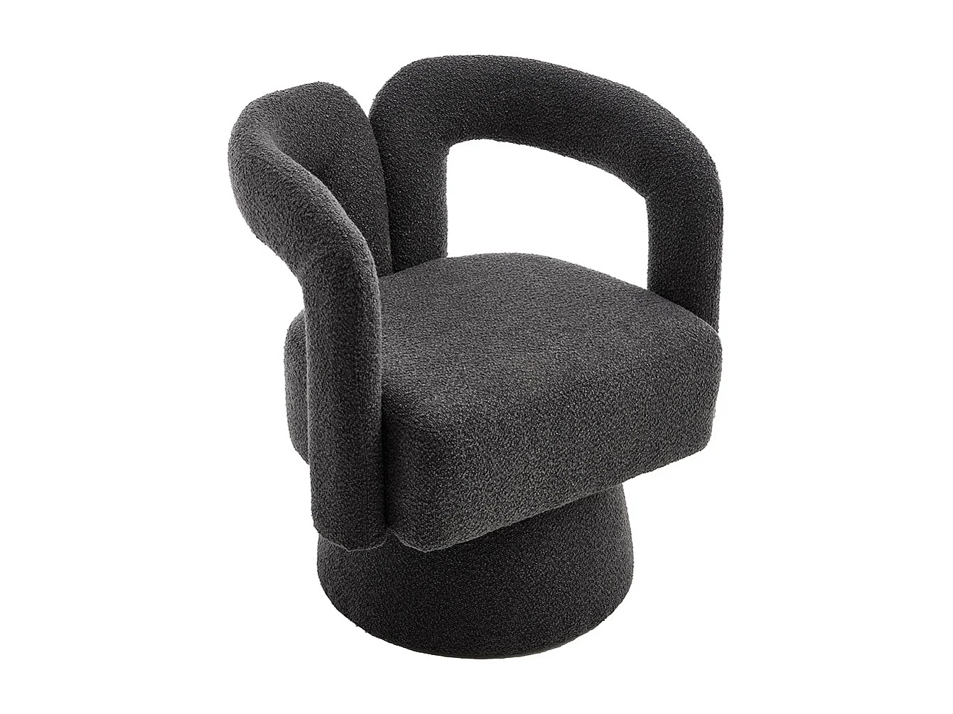 360° draaibare bijzetstoel rond breed zachte stoffen bekleding donkergrijs meerdere stuks