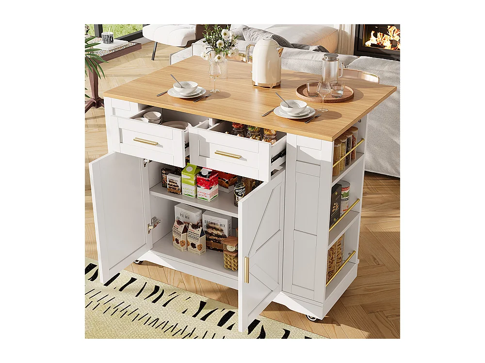 Buffet de cuisine moderne desserte veinures bois table à manger multifonctionnelle espace rangement desserte armoires extensibles blanc