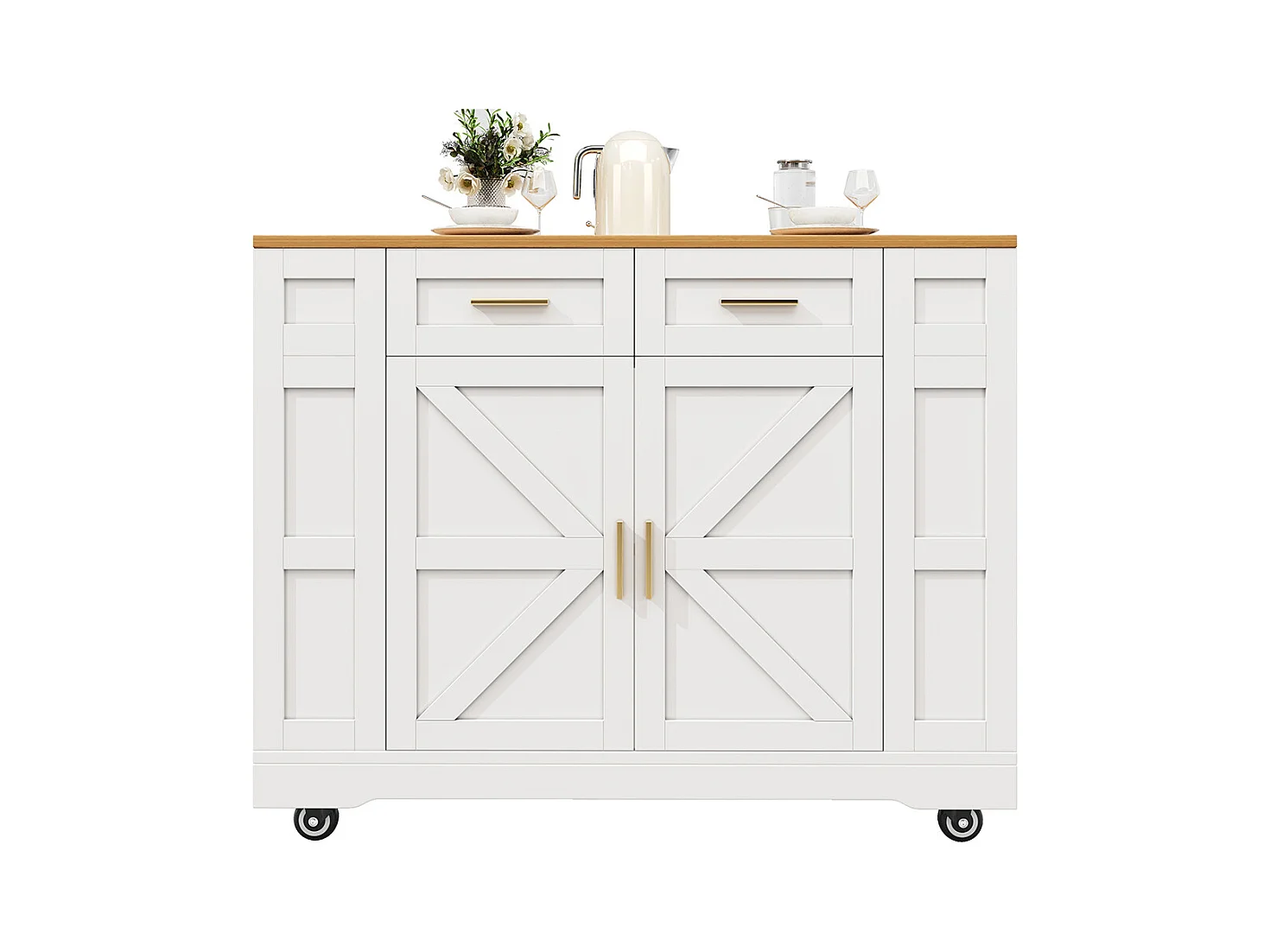 Buffet de cuisine moderne desserte veinures bois table à manger multifonctionnelle espace rangement desserte armoires extensibles blanc